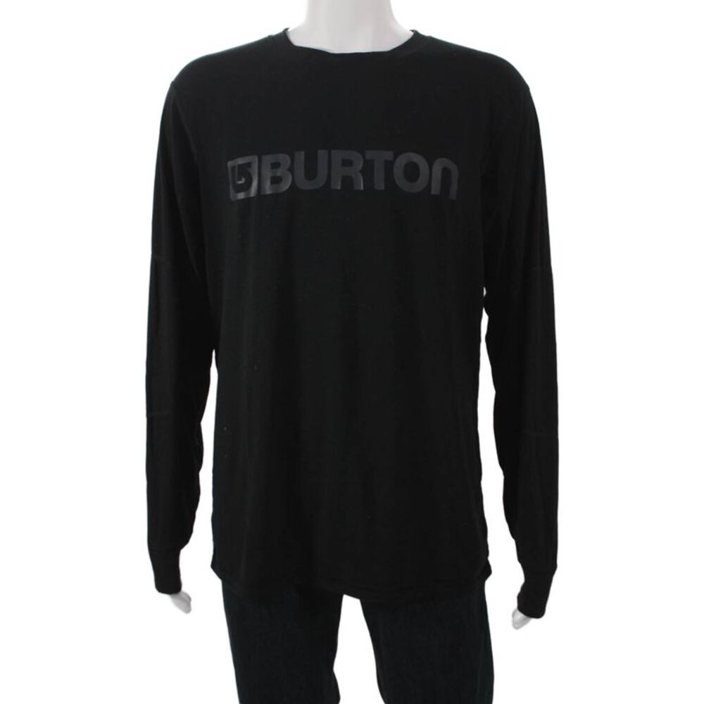 Burton Mens Long Sleeve Crew Neck Polyester T-Shirt Black Logo Size L
